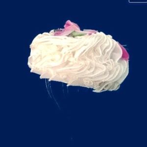 60's White Chiffon and Floral Hat   VS2595